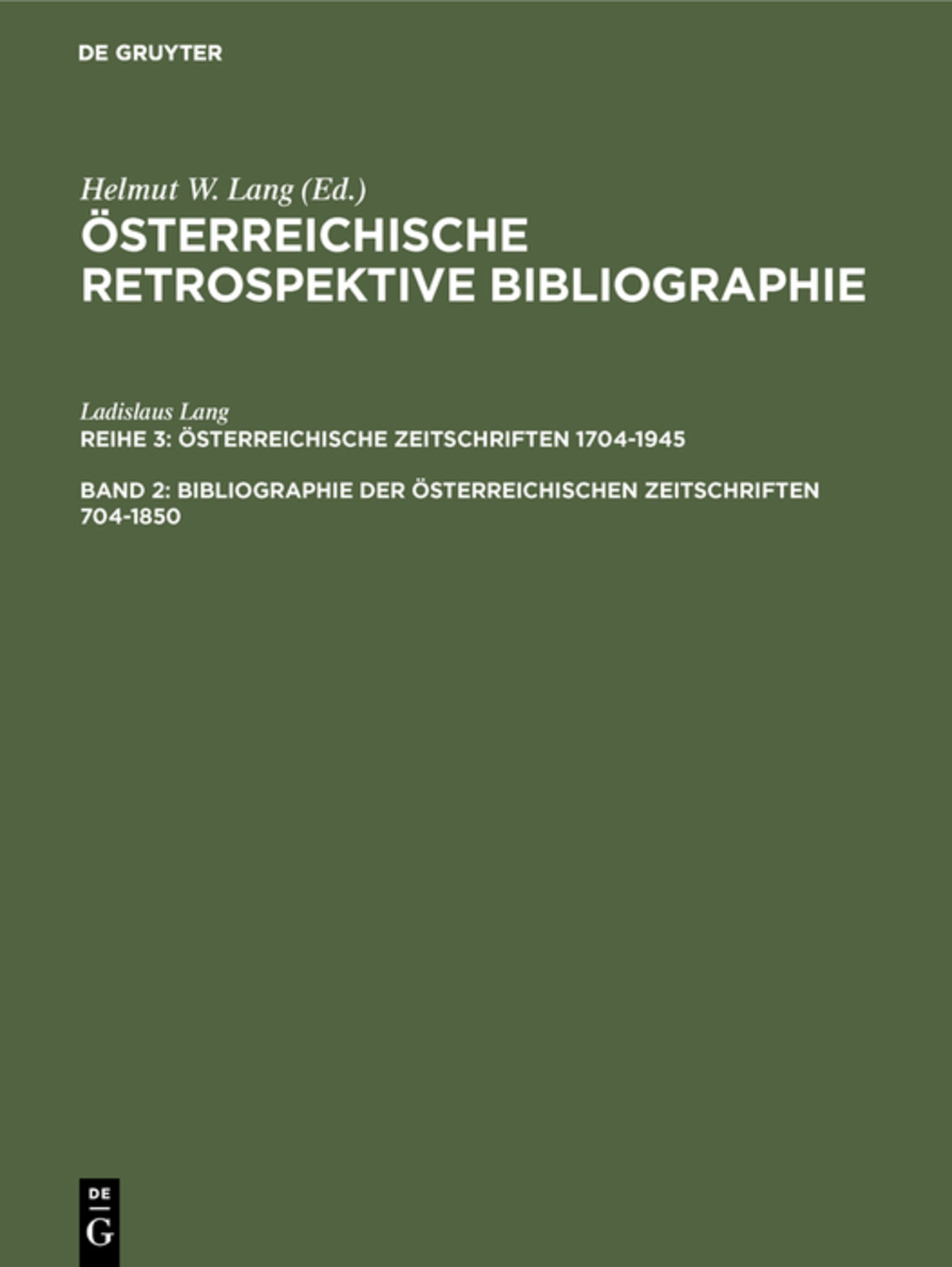 Bibliographie der österreichischen Zeitschriften 1704-1850